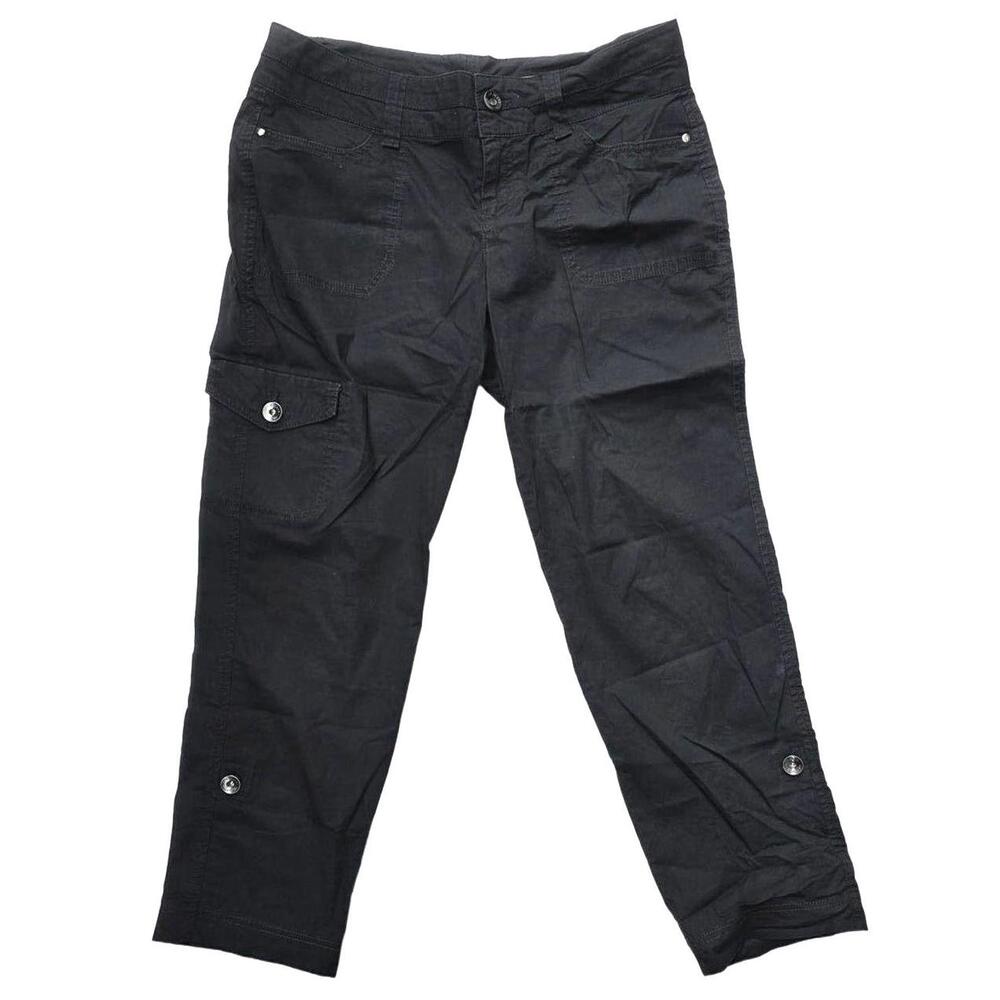 DKNY Classic Relaxed Fit Black Cotton Cargo Pants Size 8